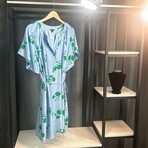 Ann Taylor dress Light Blue green floral print spring brunch size 14